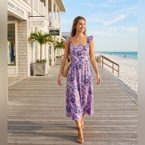 NWT!🎉 J Crew Factory Floral Dress in "Smoky Lilac Antique Navy" Size 10